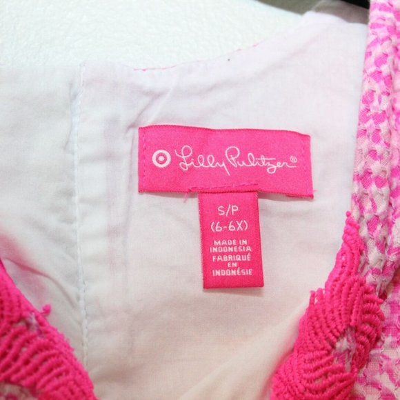 Lilly Pulitzer For Target Textured Shift Dress Pink Girl's Size 6 6X H13611 - Picture 4 of 11